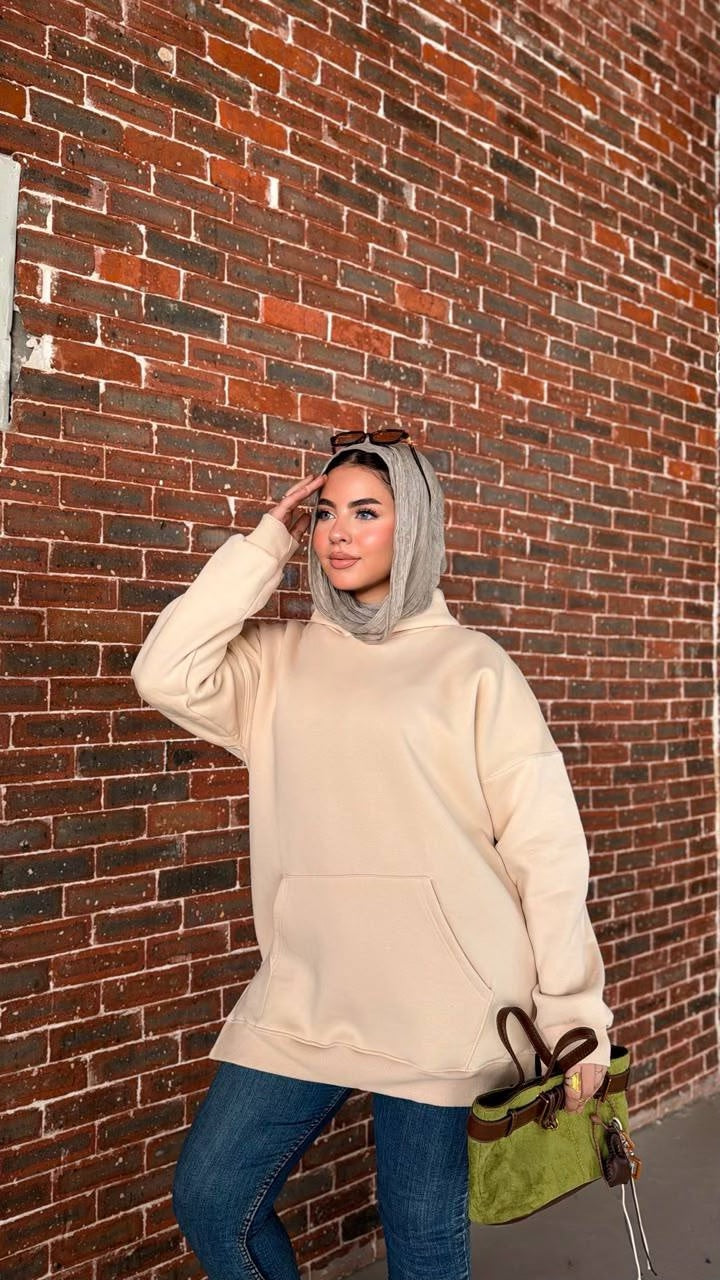 Cloud Oversized Milton Hoodie - Beige