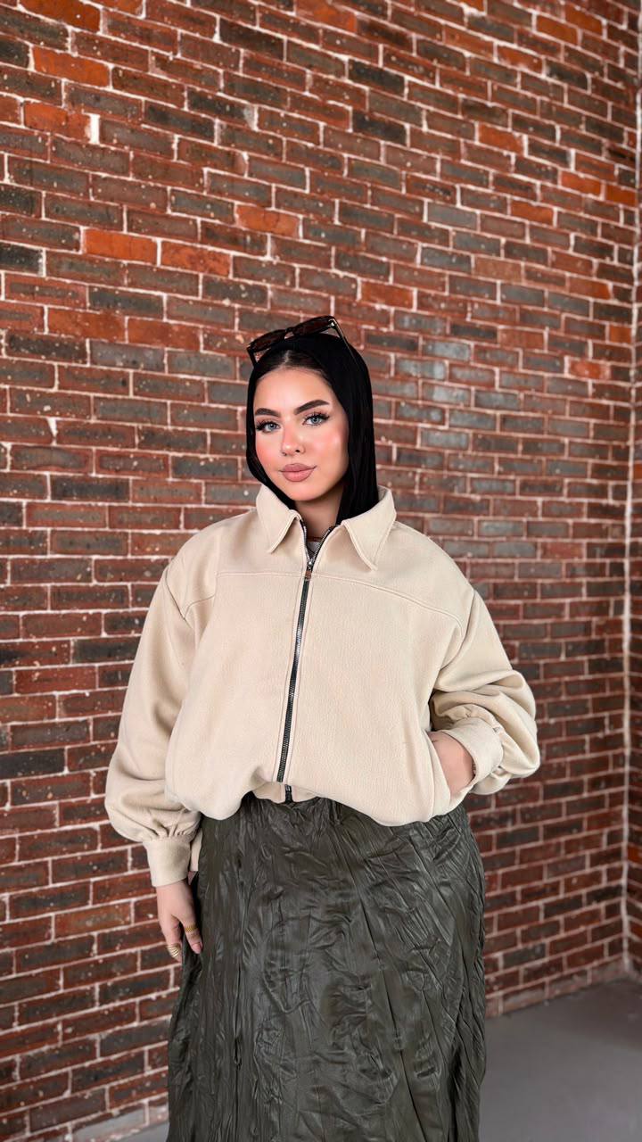Dune Felt Zip Jacket — Beige