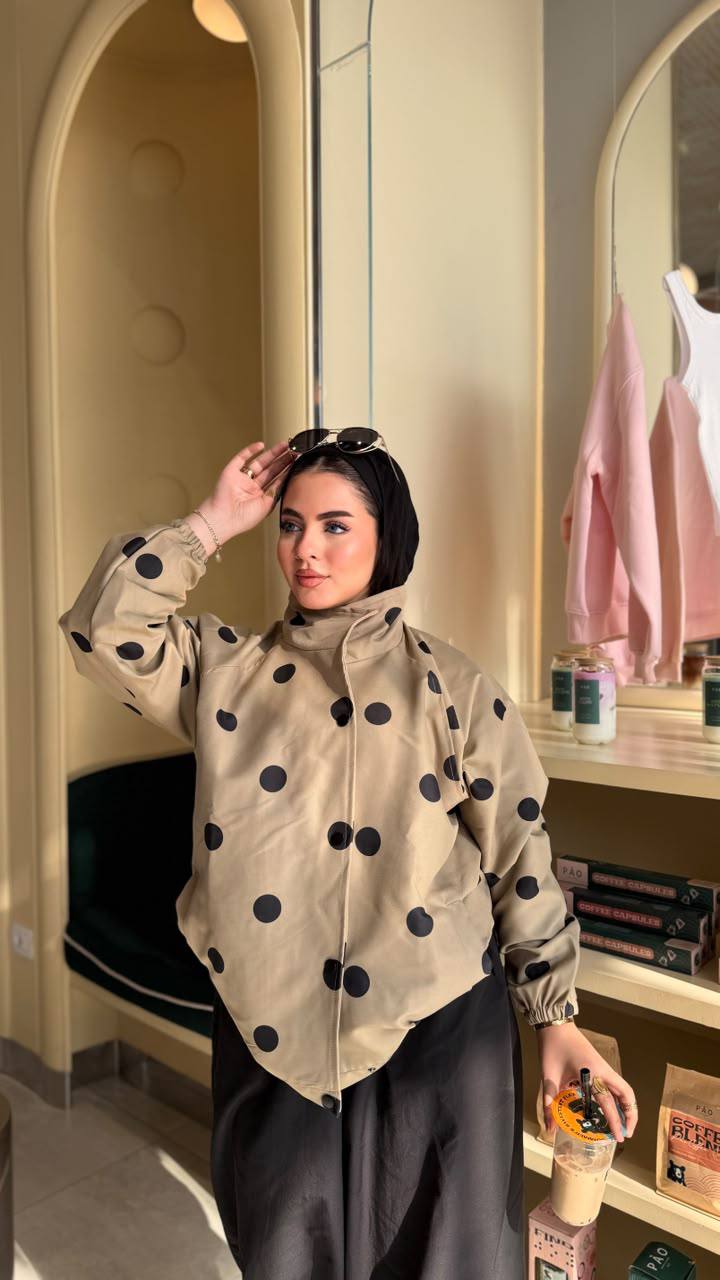 Dot Polka Jacket — Beige