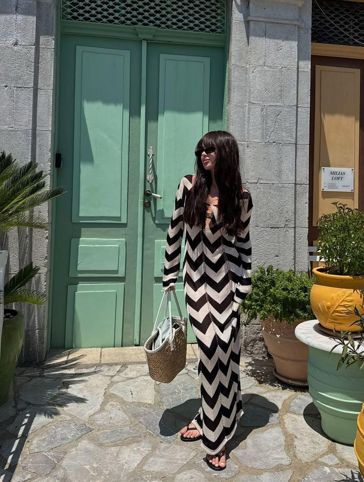Zigzag Crochet Maxi Dress | فستان كروشيه ماكسي - صورة 1 | Elite EG