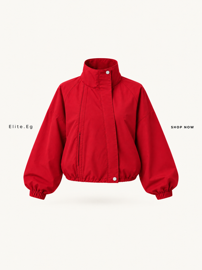 Storm Cropped Waterproof Jacket — Red
