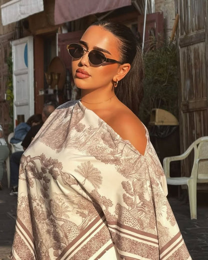 Scarf Print Top Beige | توب طبعة سكارف بيج - صورة 2 | Elite EG