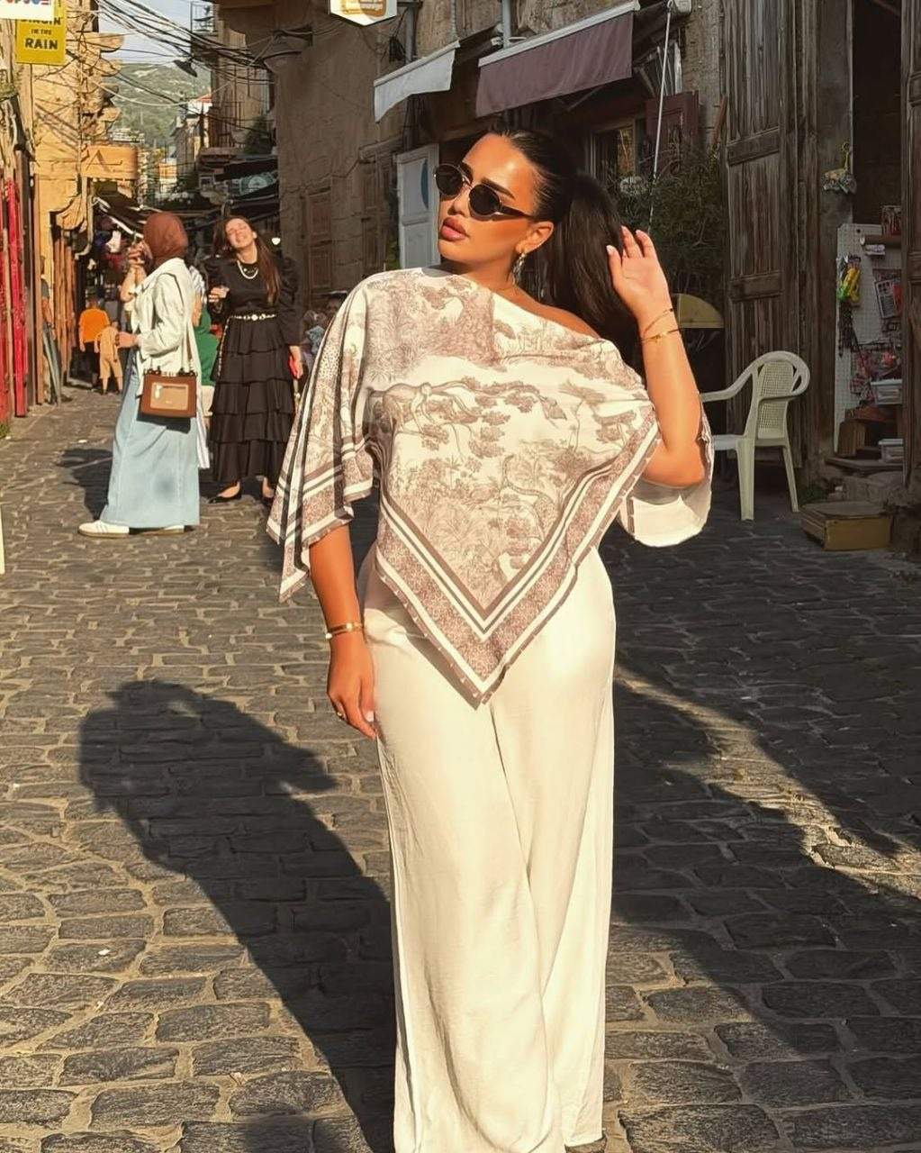 Scarf Print Top Beige | توب طبعة سكارف بيج - صورة 1 | Elite EG