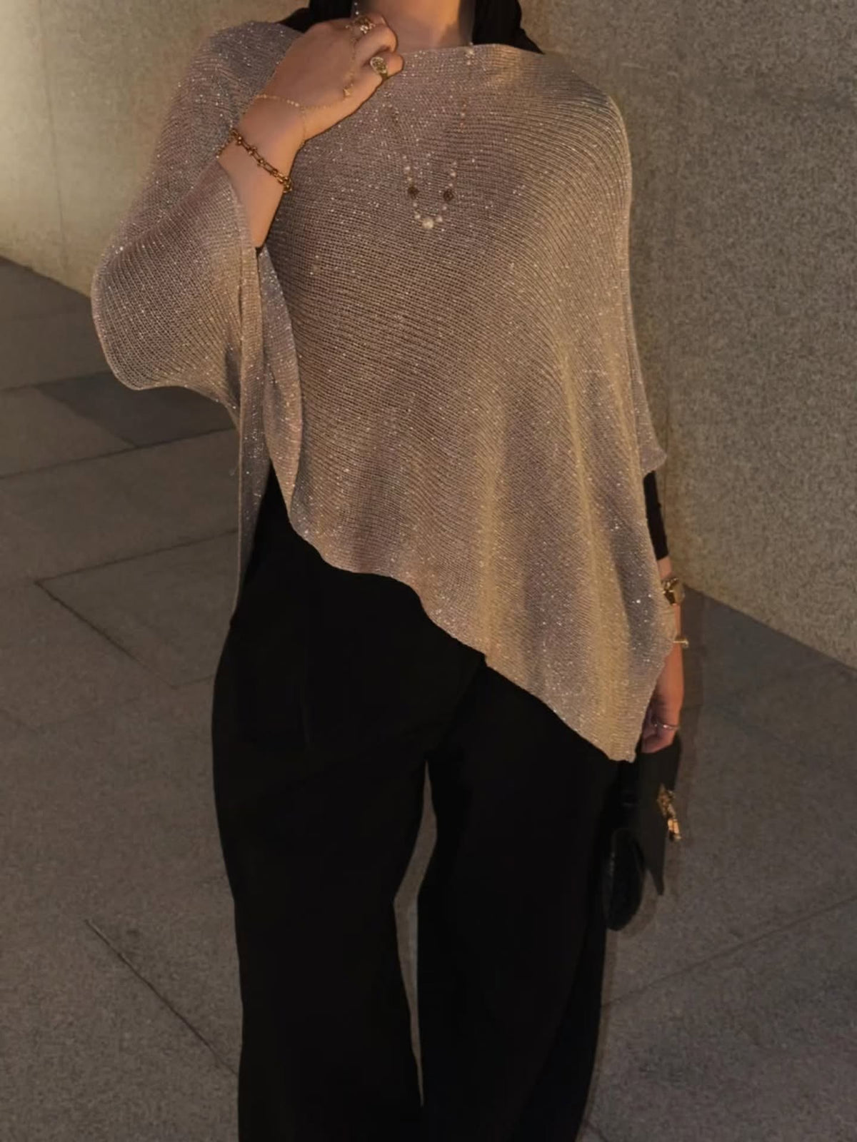 Poncho Top — Beige