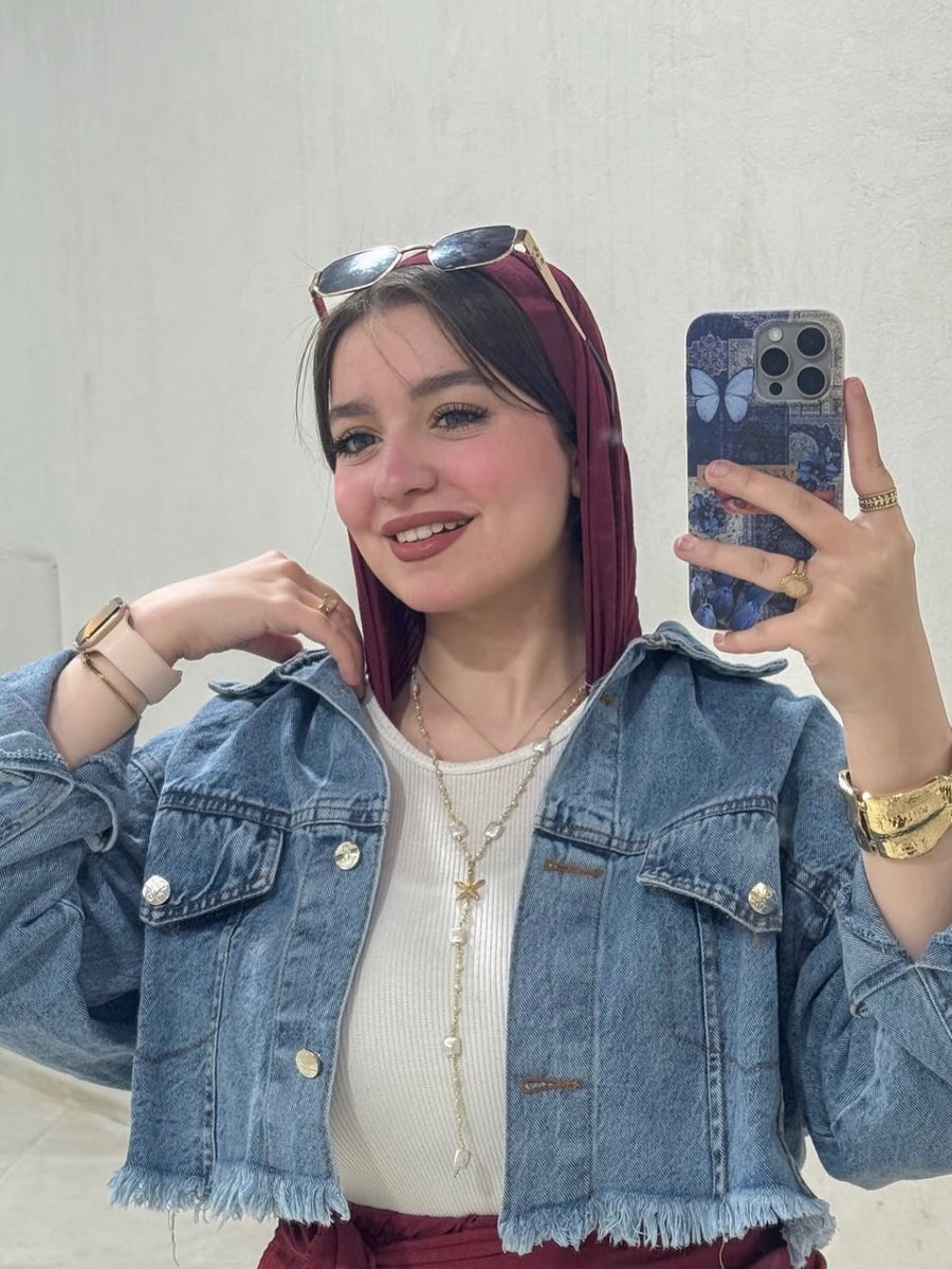 Fringe Hem Cropped Denim Jacket