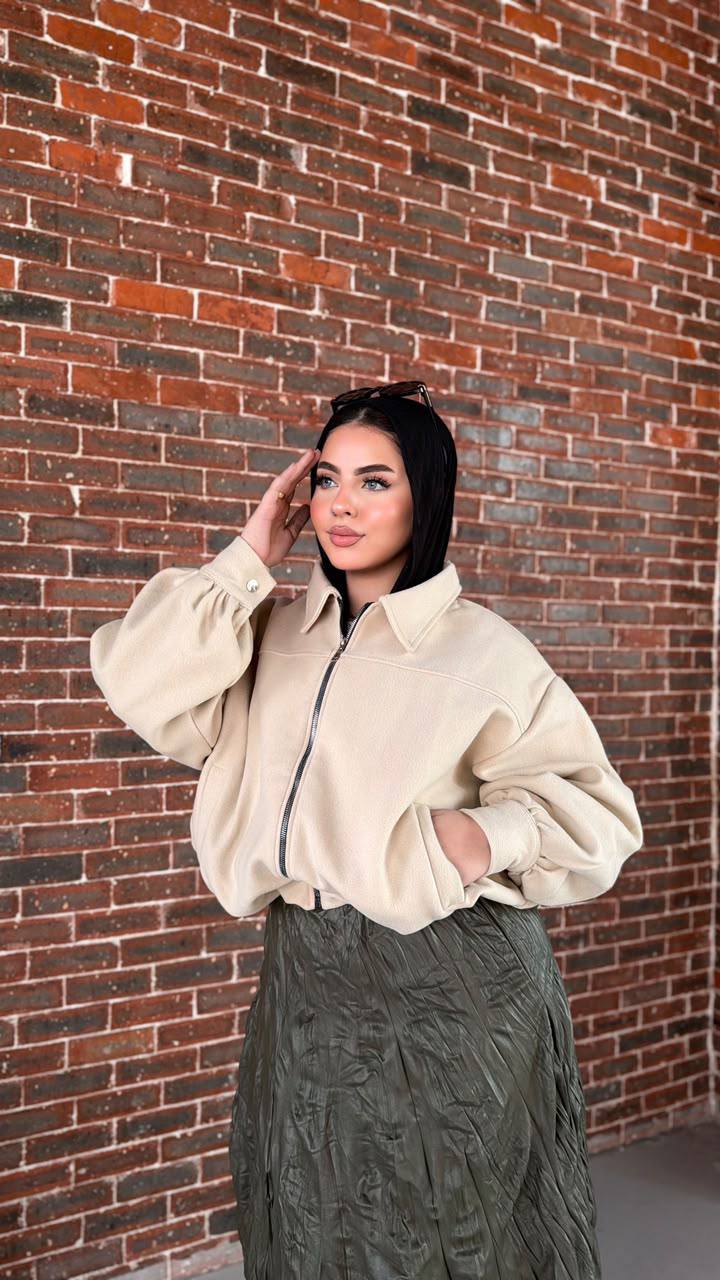 Dune Felt Zip Jacket — Beige