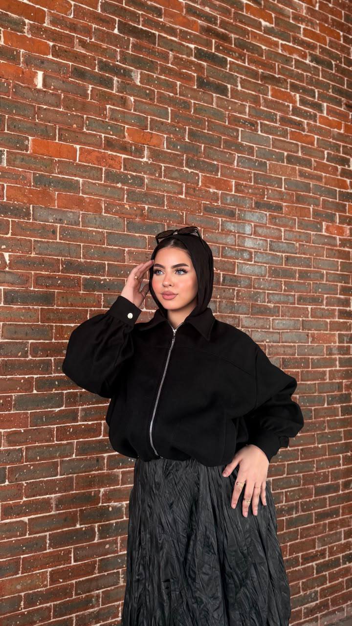 Dune Felt Zip Jacket — Black