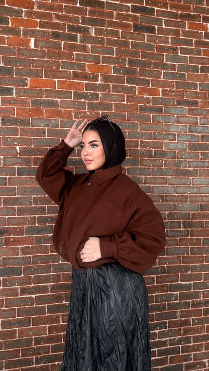 Dune Felt Zip Jacket — Brown