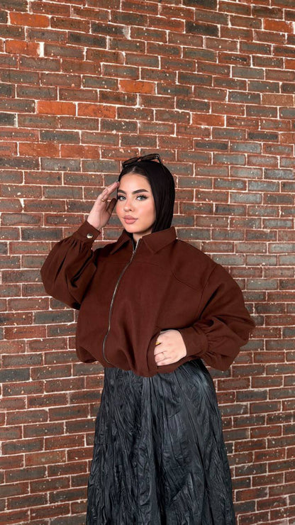 Dune Felt Zip Jacket — Brown