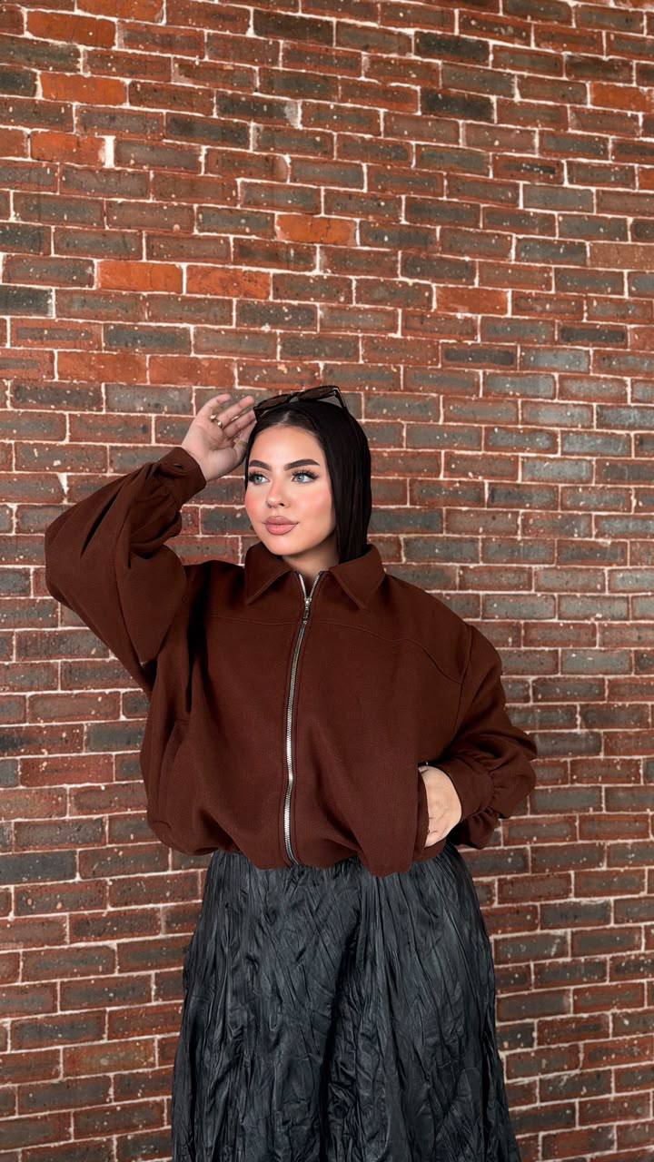 Dune Felt Zip Jacket — Brown