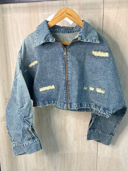 Slash Cropped Denim Jacket | جاكت جينز قصير - صورة 8 | Elite EG
