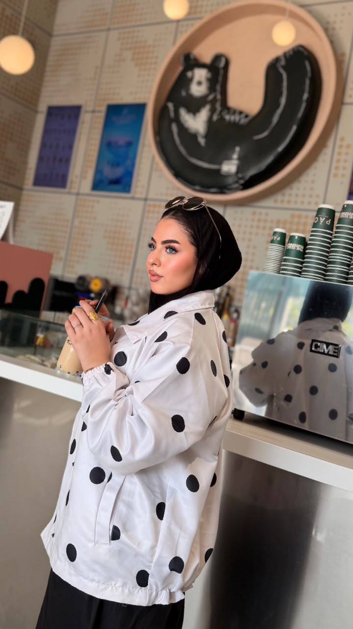 Dot Gabardine Polka Jacket — Oversized Button-Up