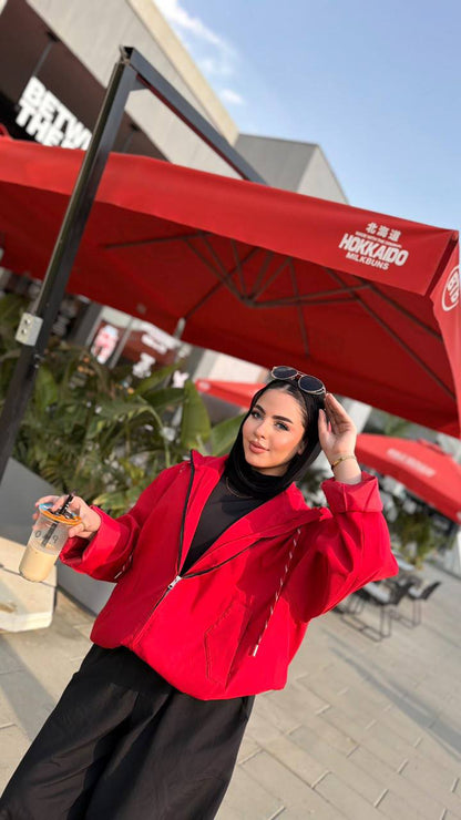 Flame Hooded Zip Jacket — Red